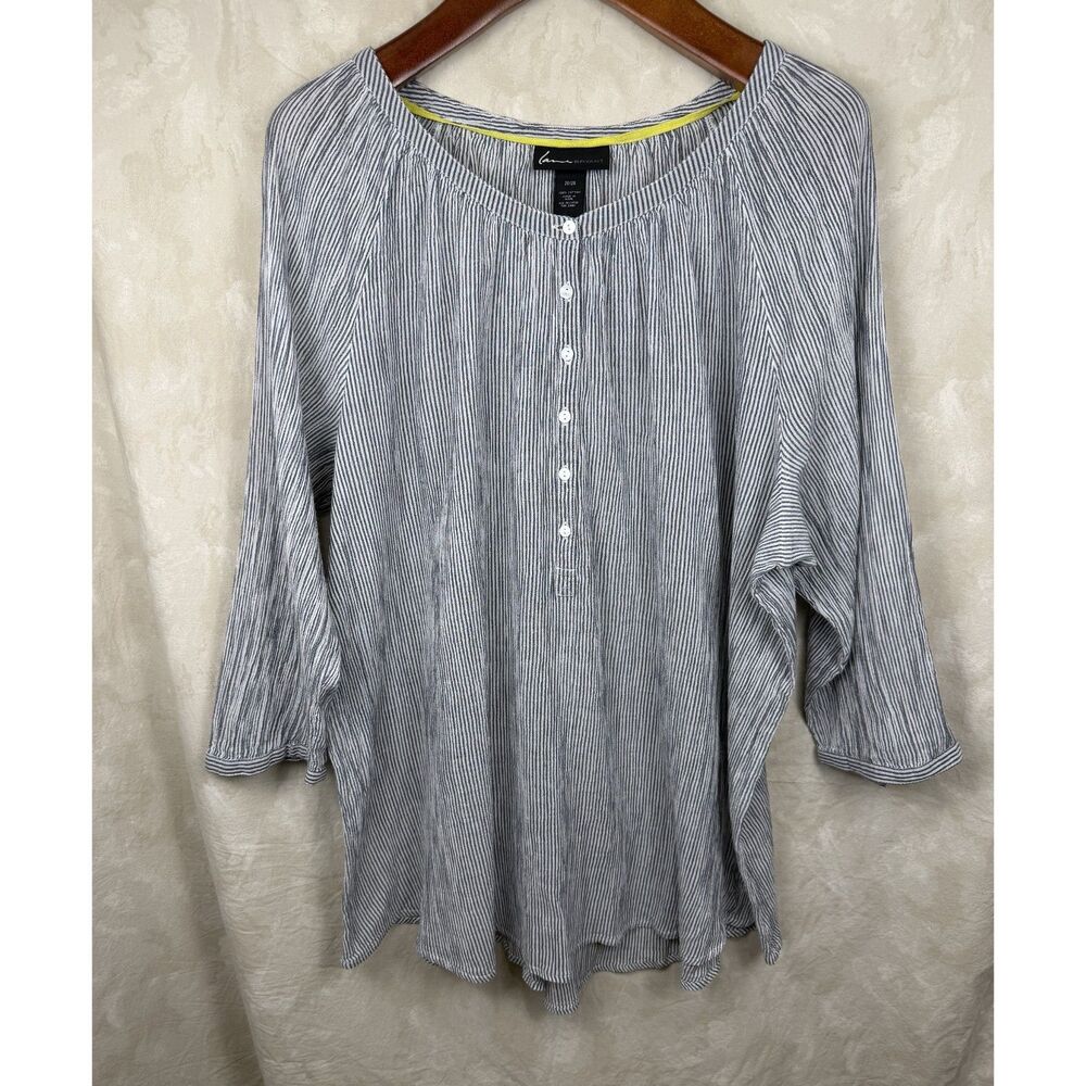 Cottagecore Cotton Striped Lane Bryant Flowy Tunic Top 26/28 Plus NWT